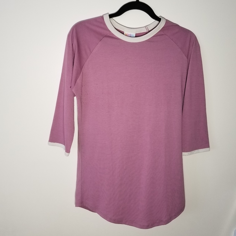 LuLaRoe Randy Baseball Tee S Purple Mauve 3/4 Raglan Sleeve Excellent Condition
